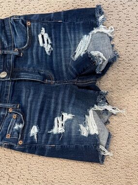 American Eagle Outfitters Distressed Dark Blue Denim Shorts